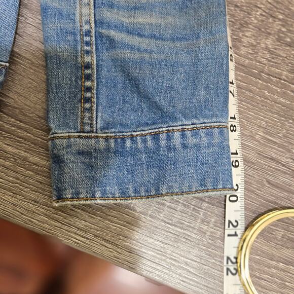 Free People Distressed Denim Blue Jean Jacket - Picture 10 of 10